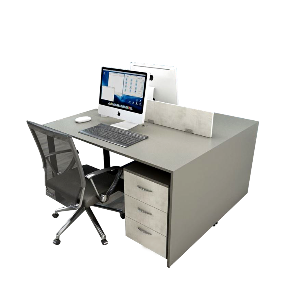 Modern 2 Seater Workstation Desk with Storage Drawers and Divider