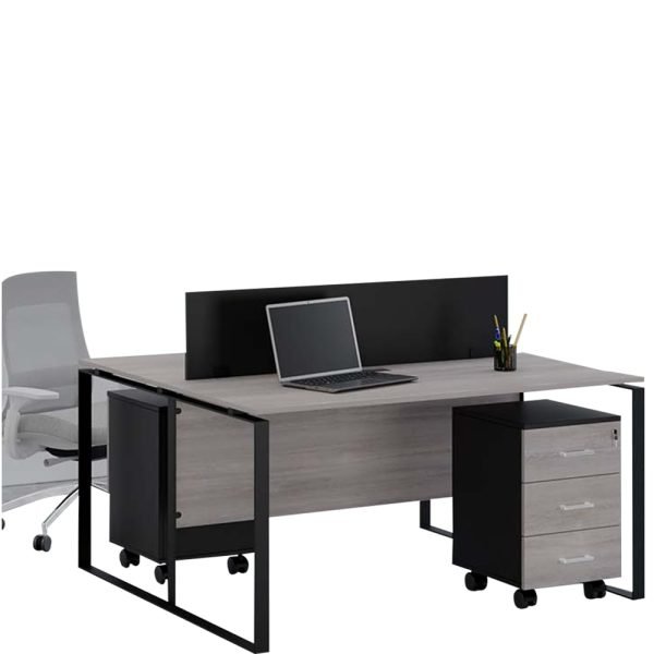 Modern 2-seater workstation desk with storage drawers and CPU holder by Ultimate Designs Ltd.