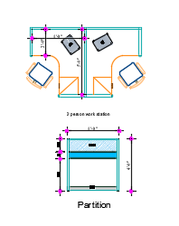 Office Desk for 2 Person Layout – Aluminum Board Partition Cubicle Design