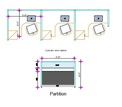 3 Person Office Desk Layout Design – Modern Triple Workstation Table