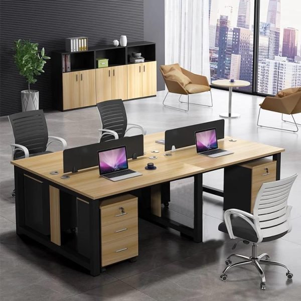 Modern 4 Seater Office Workstation Desk with Chairs