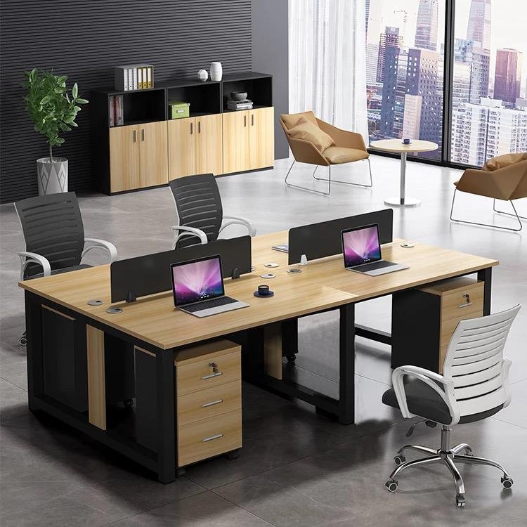 Modern 4 Seater Office Workstation Desk with Chairs