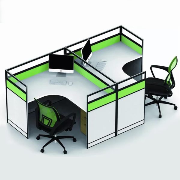 2 Seater Office Cubicle Desk UDL WS-006 with Fabric Partitions, Aluminum Frame, and Drawer Unit – Ultimate Designs Ltd