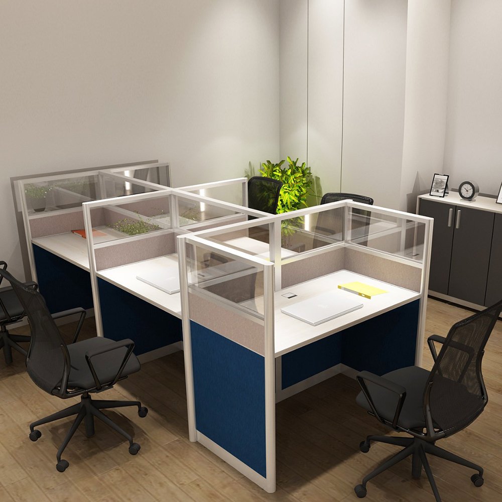 5 Seater Office Desk Layout – Aluminum Fabric Partition Workstation