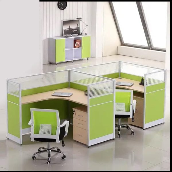 2 Person Office Workstation with Fabric Partition